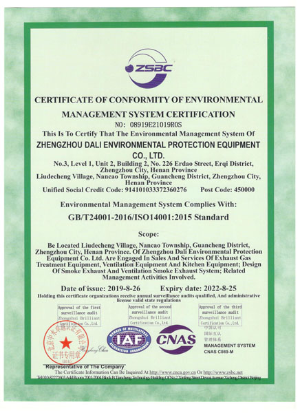 在线买球（中国）有限公司官网环境管理体系认证证书